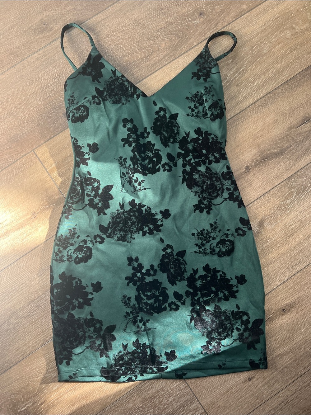 Windsor Emerald Green Velvet Floral Slip Dress